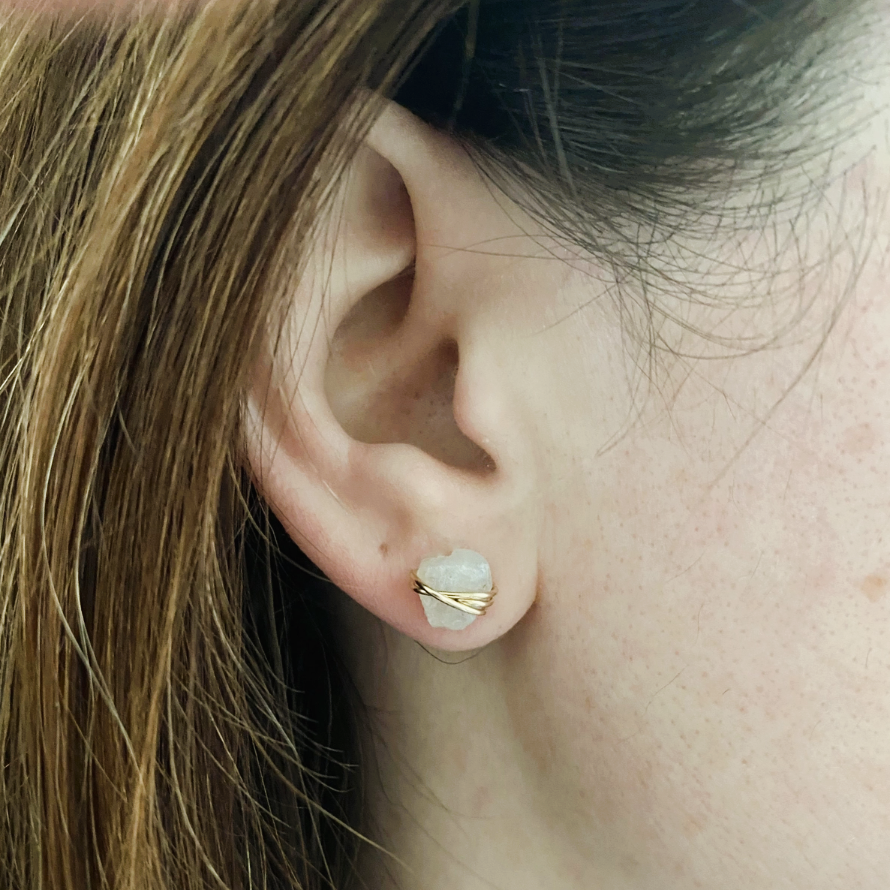 •COMET• aquamarine + silver stud earrings