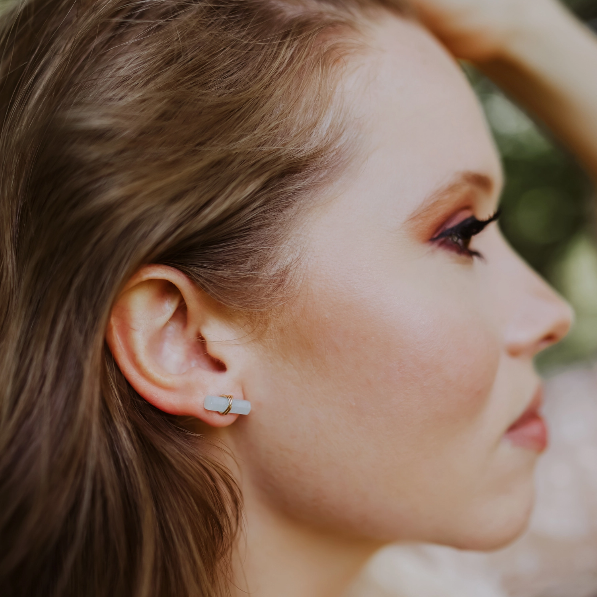 •BIRCH• aquamarine + gold stud earrings