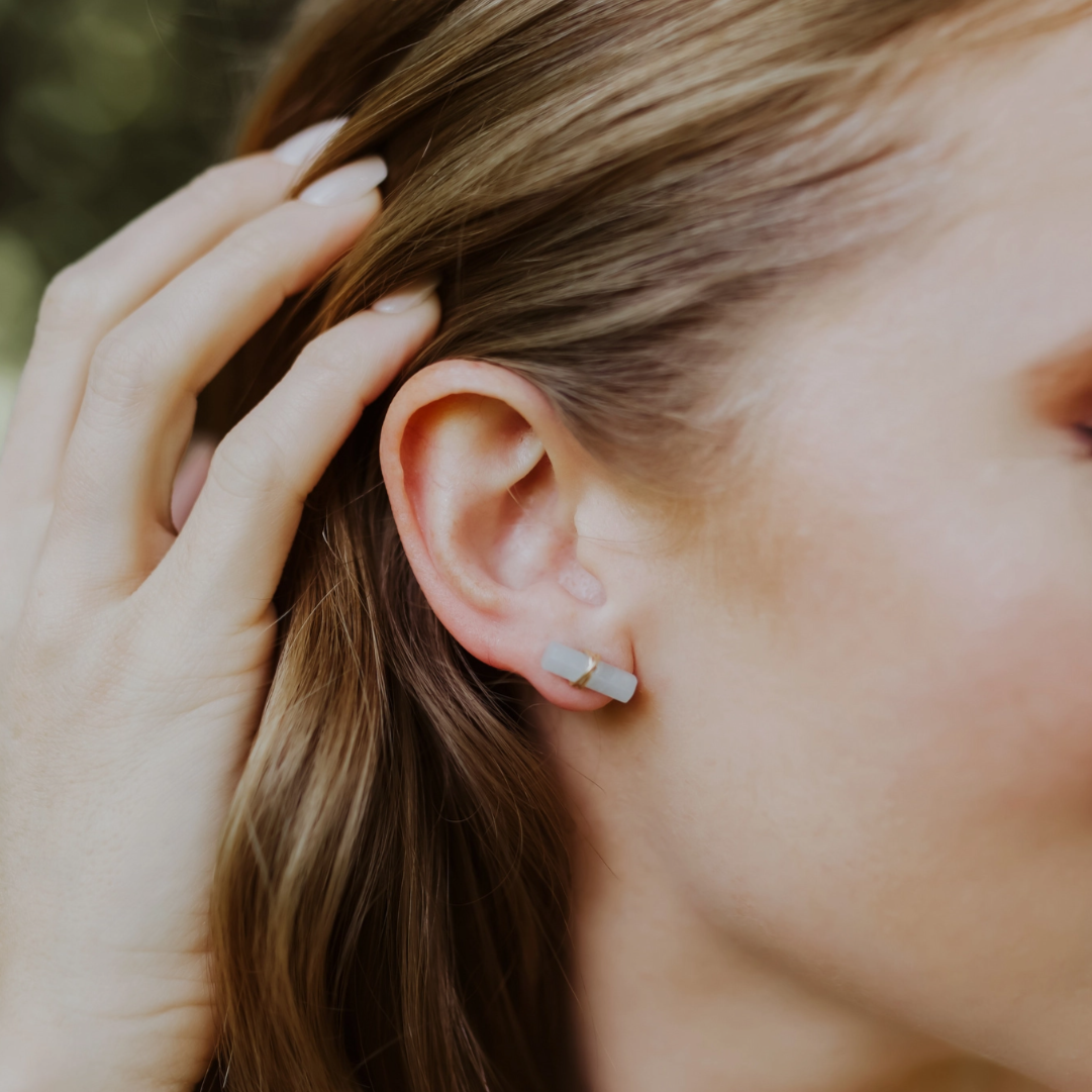 •BIRCH• aquamarine + silver stud earrings