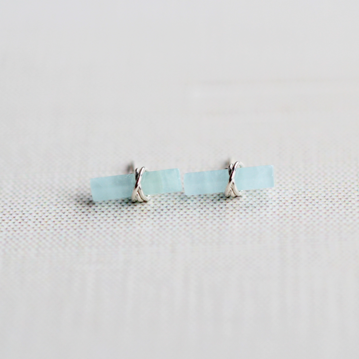 •BIRCH• aquamarine + silver stud earrings