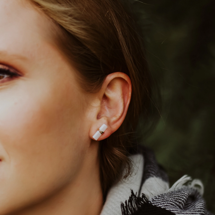 •BIRCH• moonstone + silver stud earrings