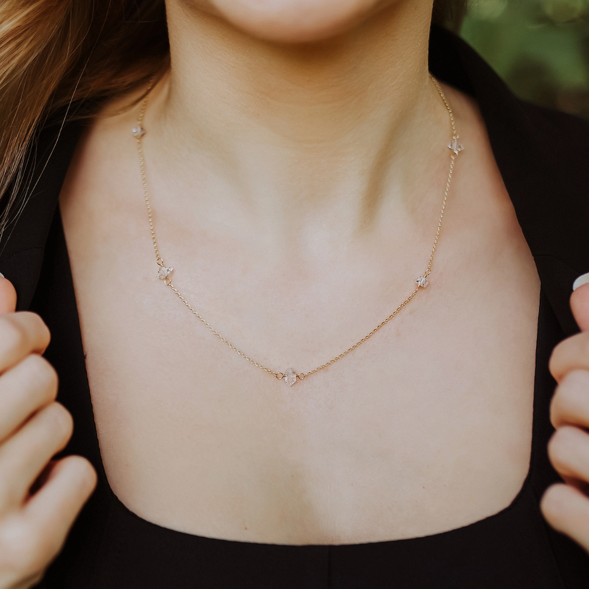 •DRAPE• herkimer diamond + gold necklace (various lengths)