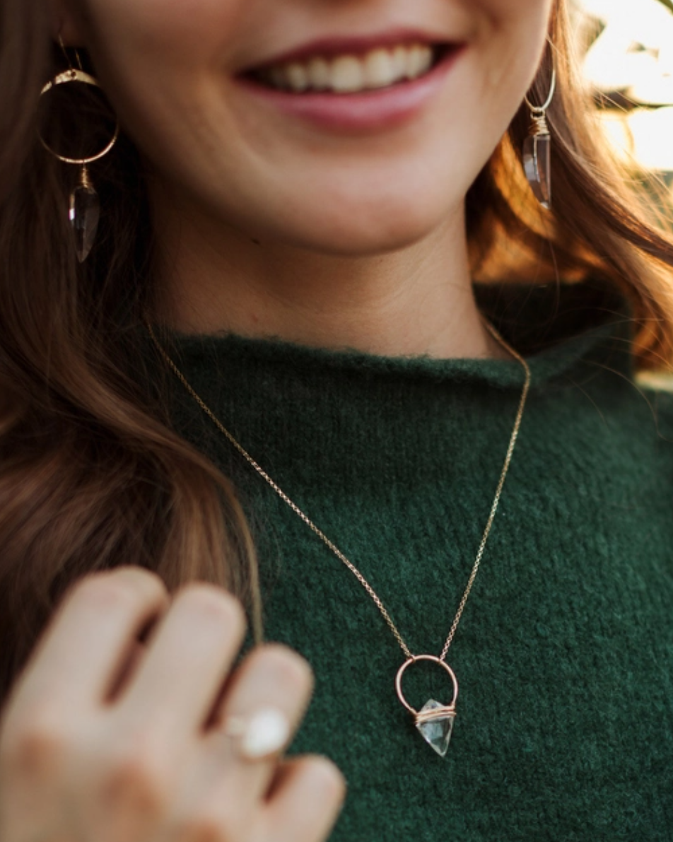 •ALBATROSS• clear quartz + gold necklace (various lengths)