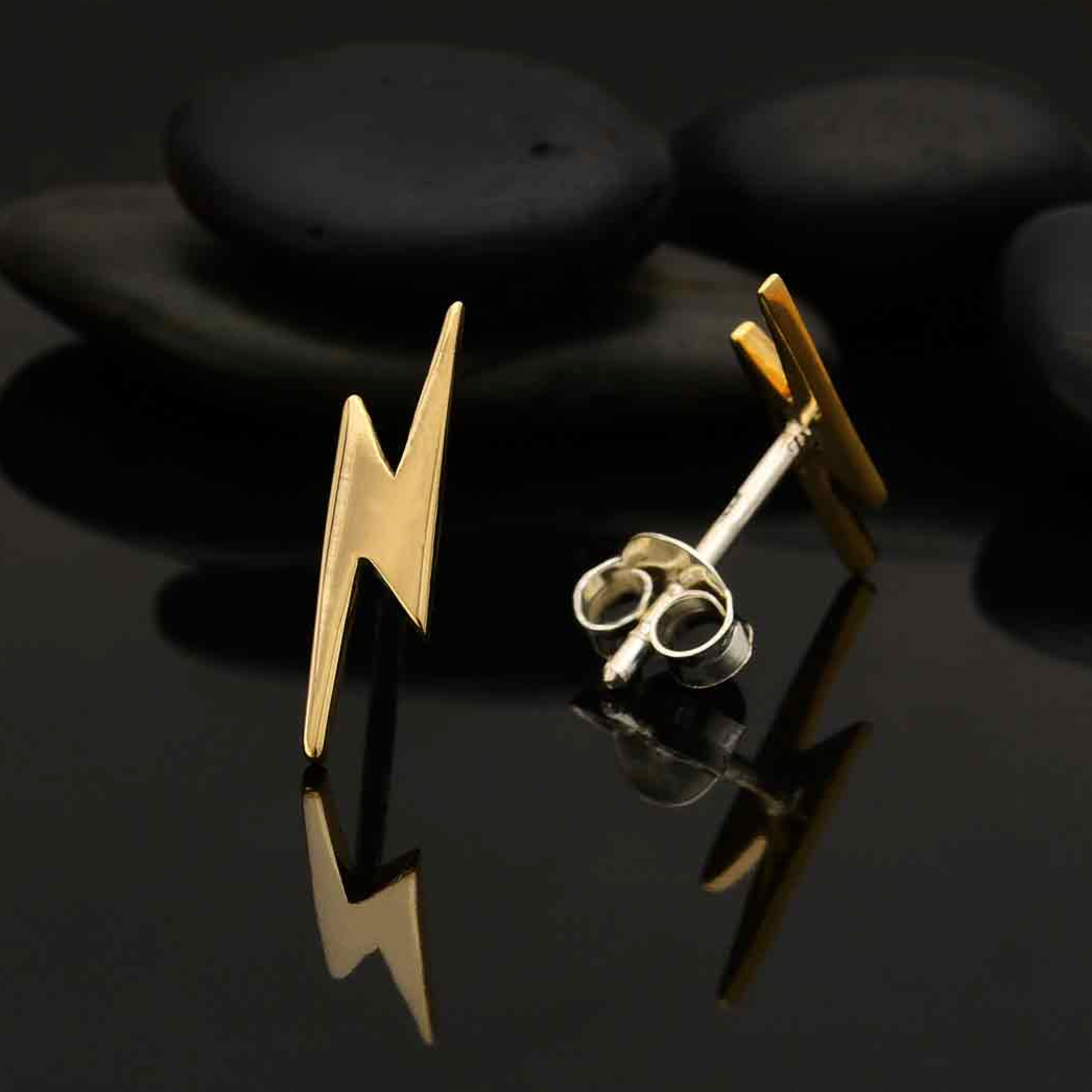 •LIL' LIGHTNING BOLT• bronze stud earrings