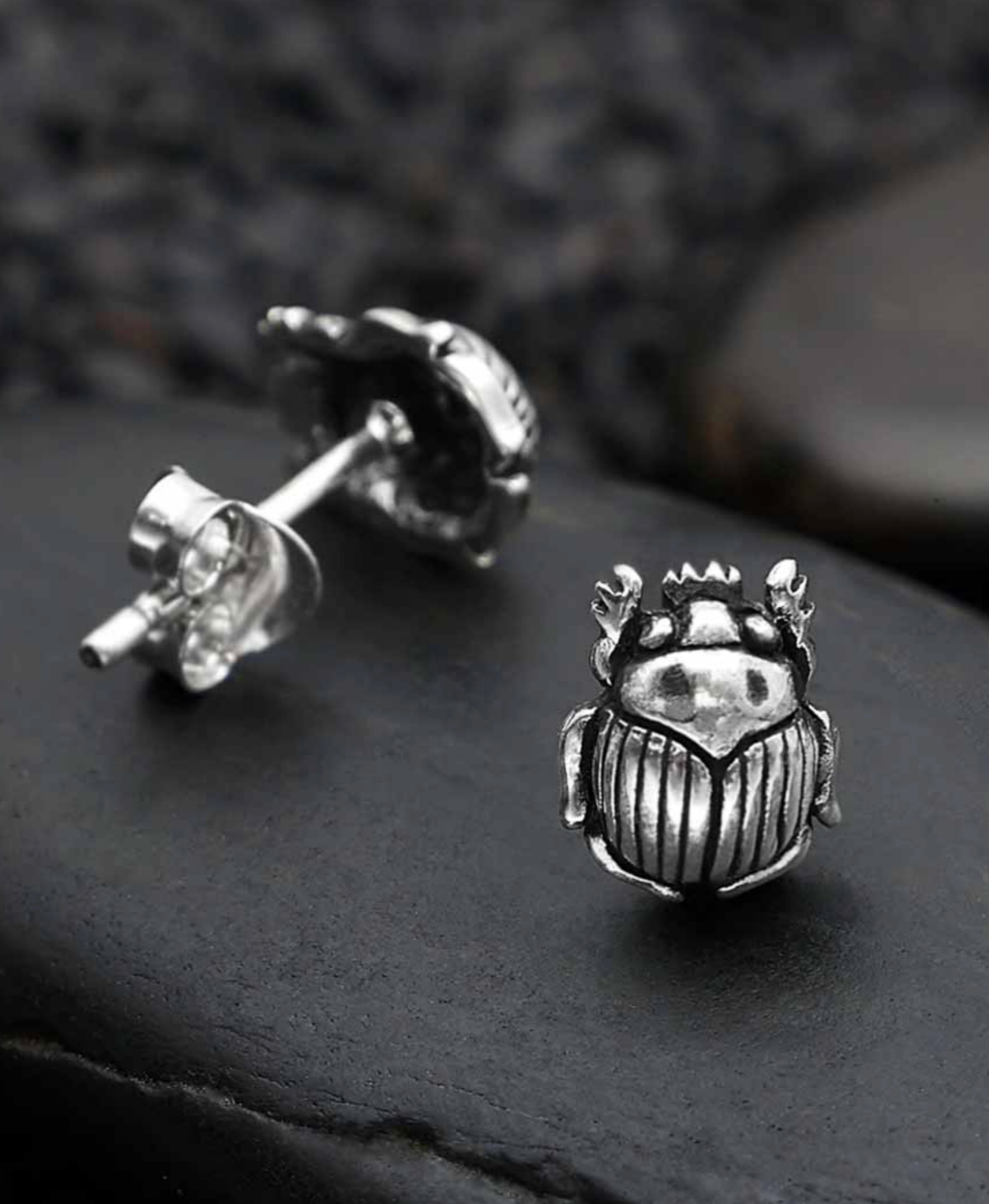 •LIL' SCARAB• recycled silver stud earrings