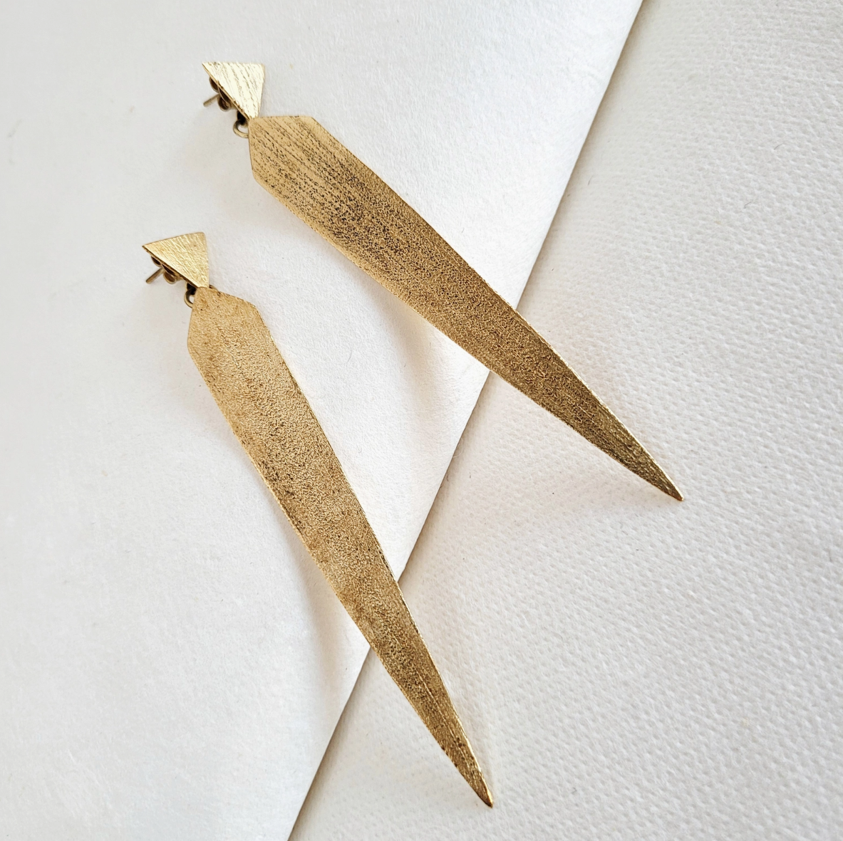 •SPEAR• brass post earrings