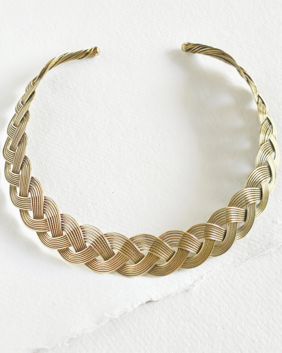 •BRAID• brass collar necklace