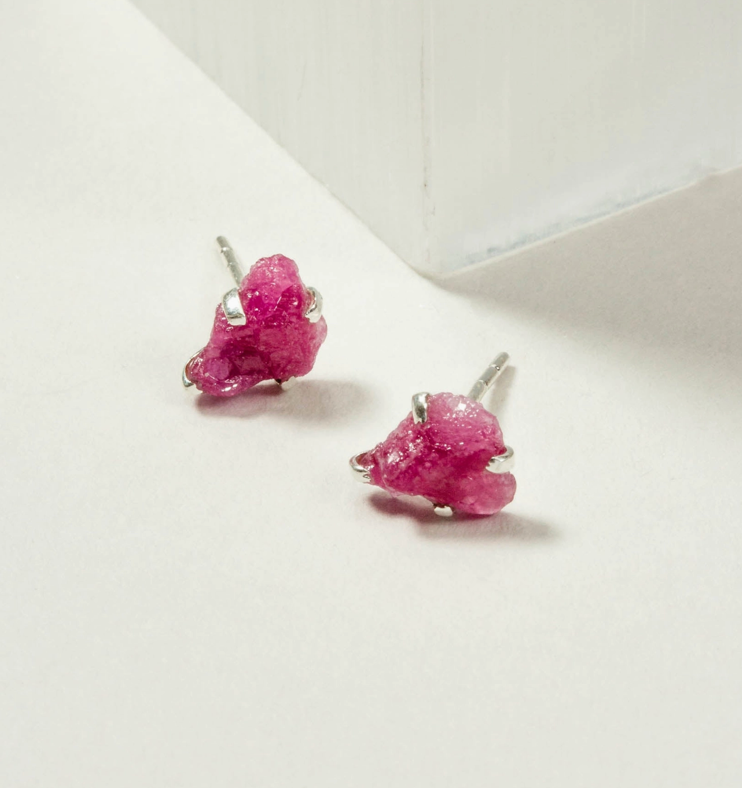 •RUBY• silver prong set stud earrings