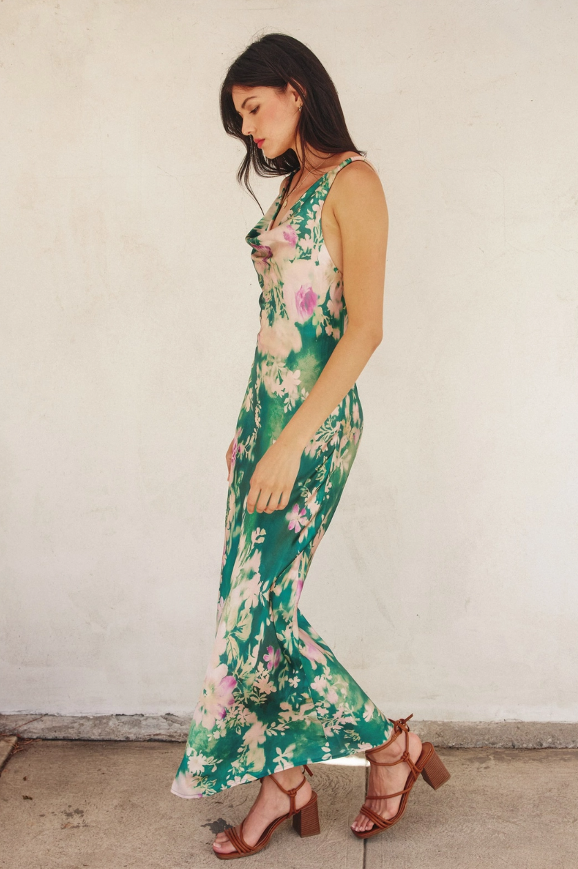 •GIVERNY• strappy satin maxi dress