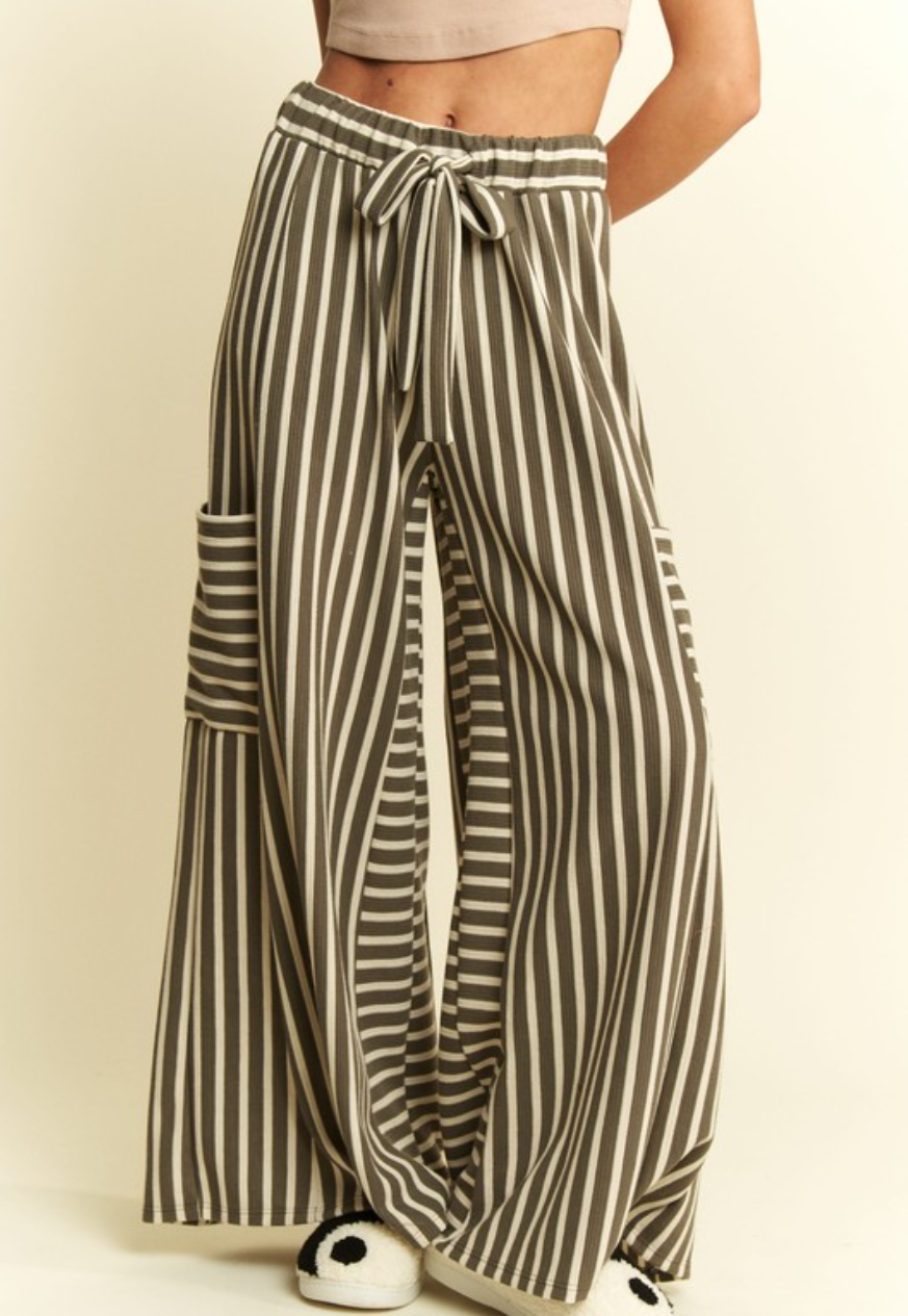 •MANDY• striped wide leg pants