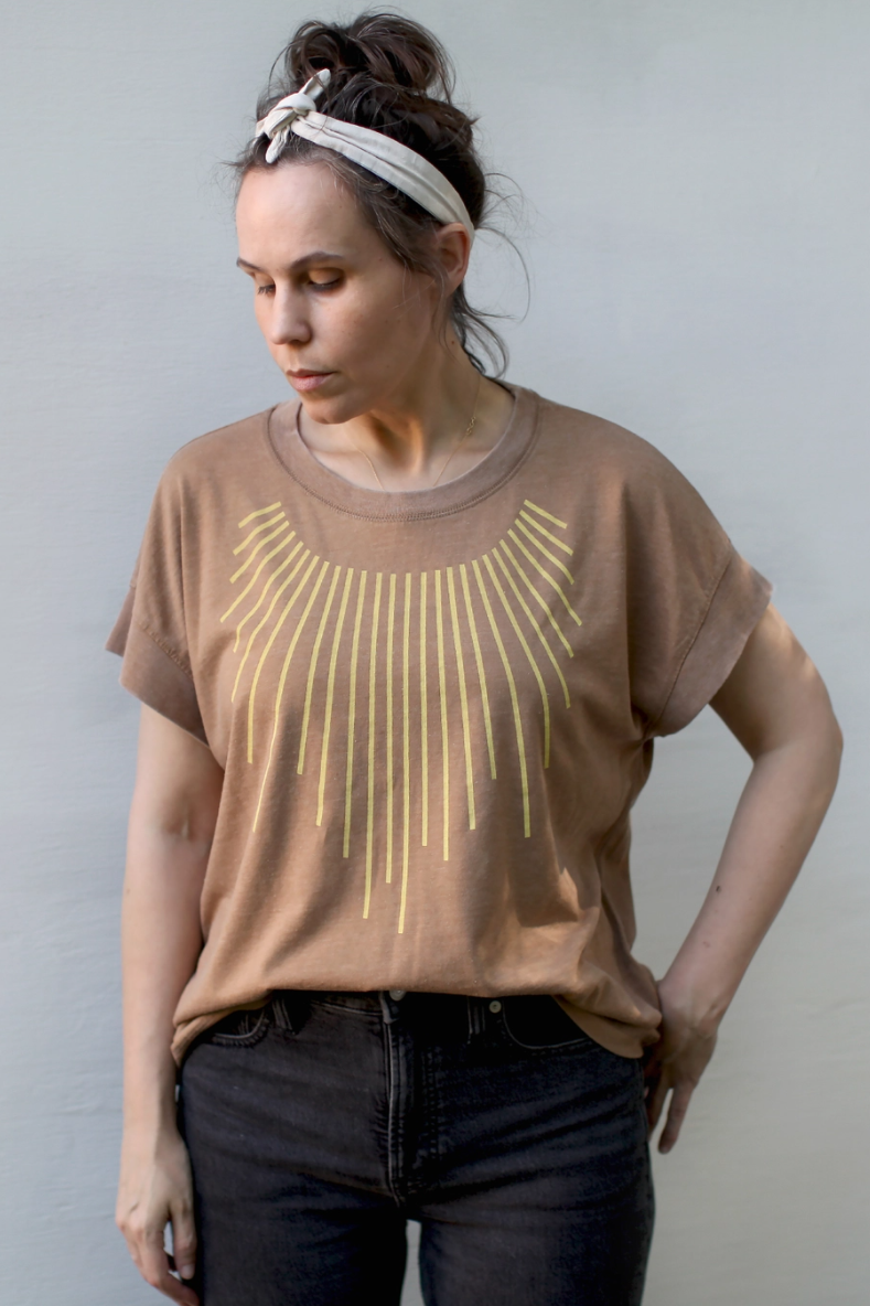 •SUN COLLAR• cotton blend boxy tee