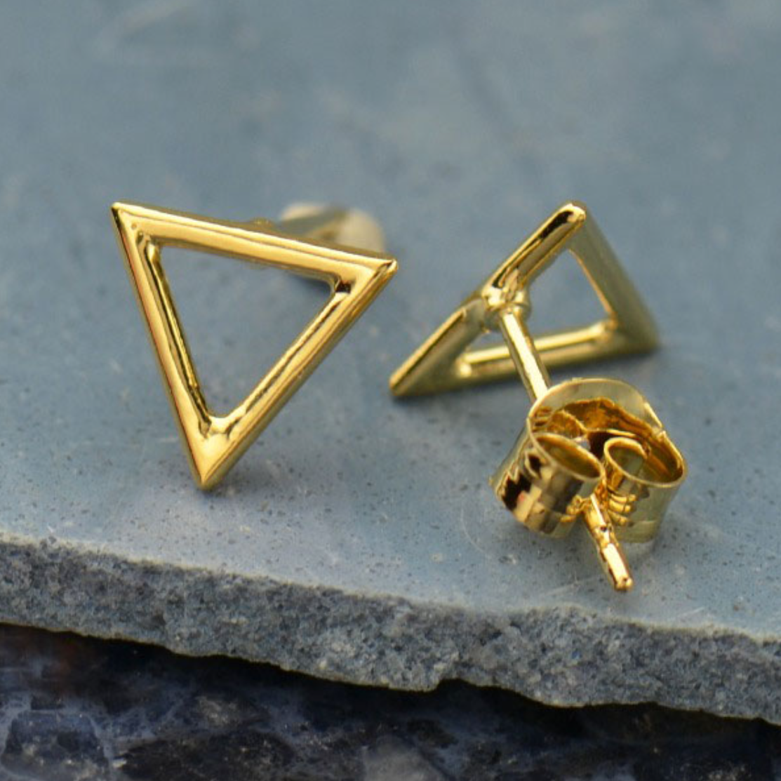 •OPEN TRIANGLE• shiny gold vermeil stud earrings