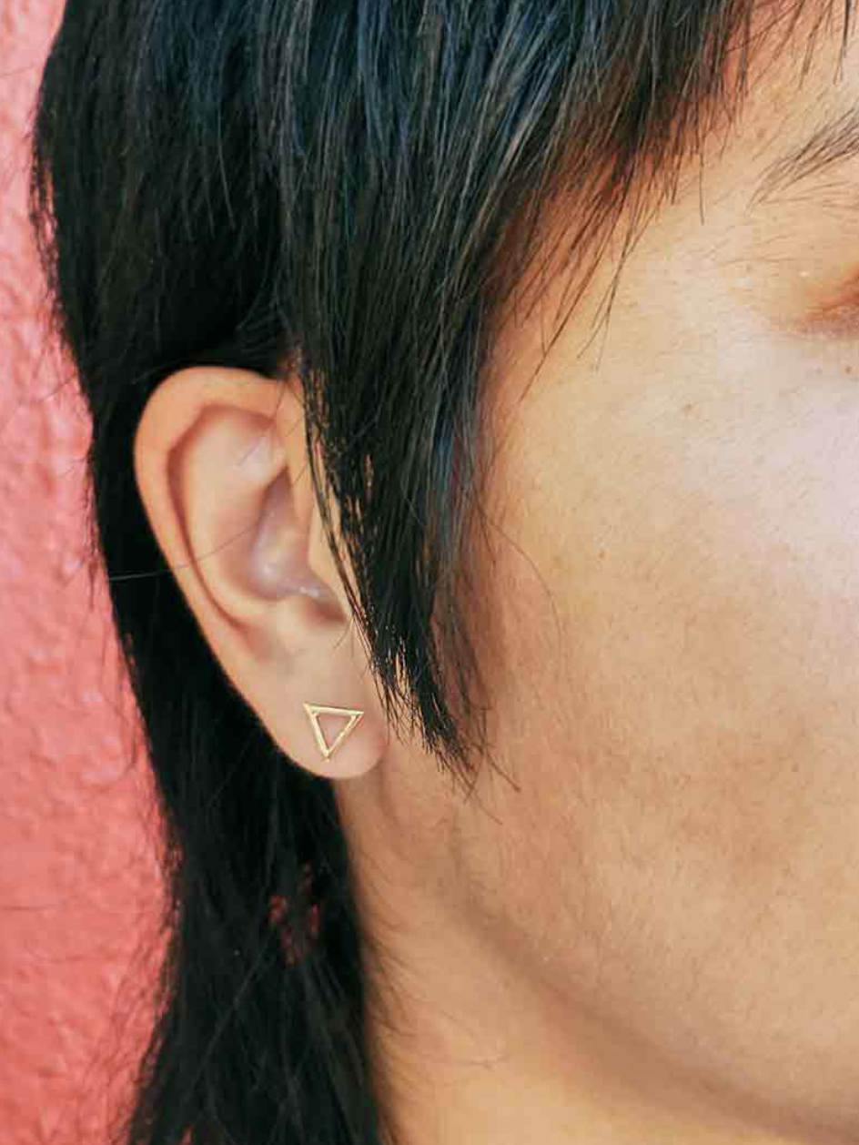 •OPEN TRIANGLE• shiny gold vermeil stud earrings