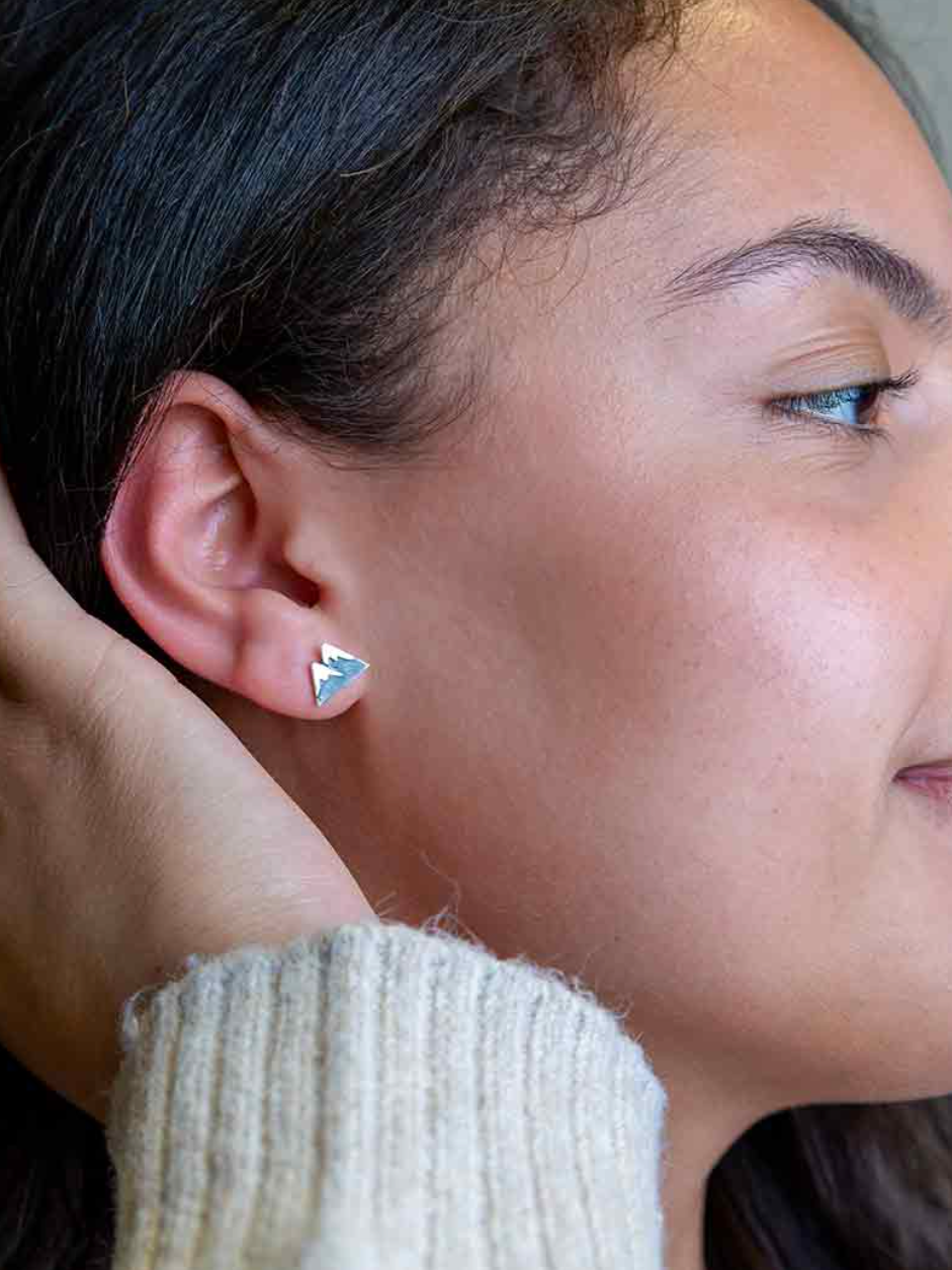 •SNOW CAPPED MOUNTAIN• recycled silver stud earrings