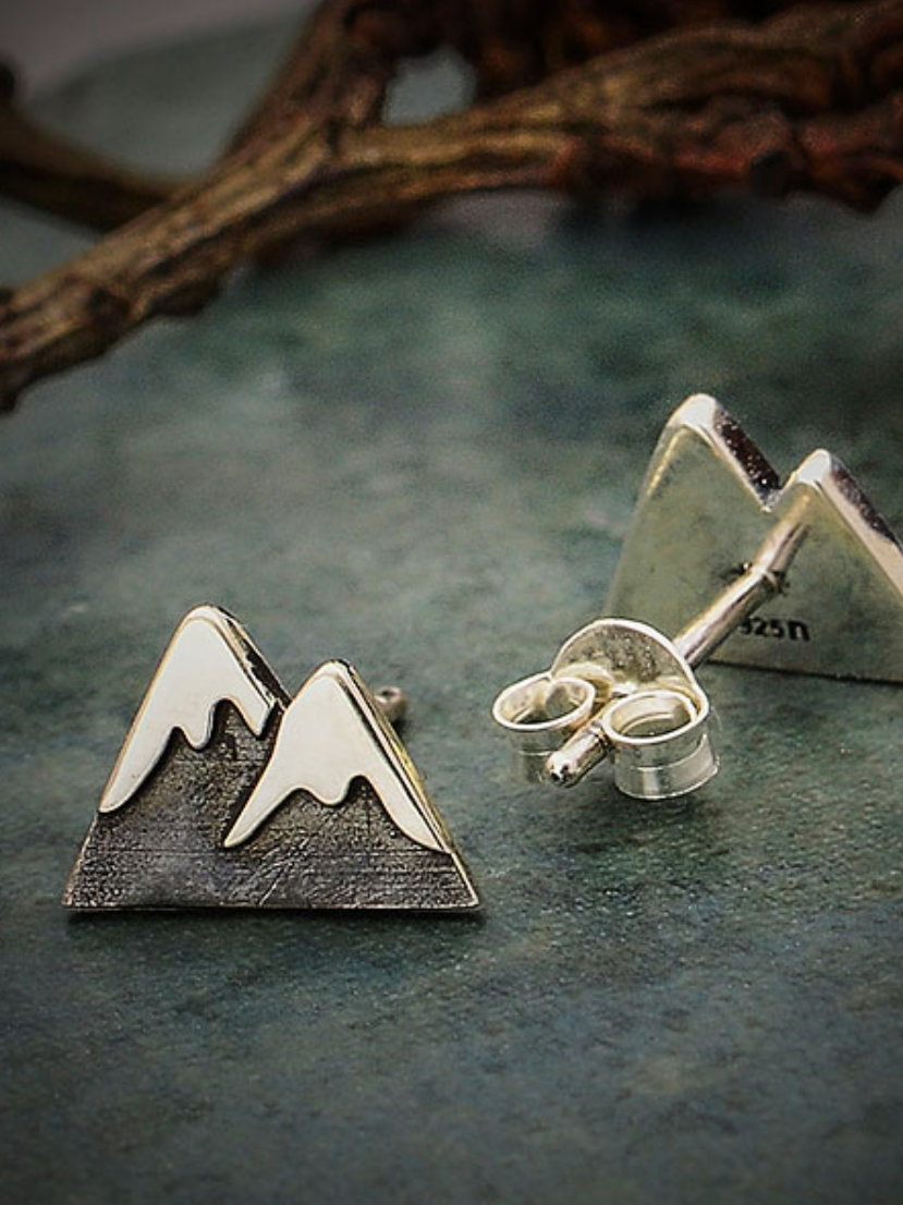 •SNOW CAPPED MOUNTAIN• recycled silver stud earrings