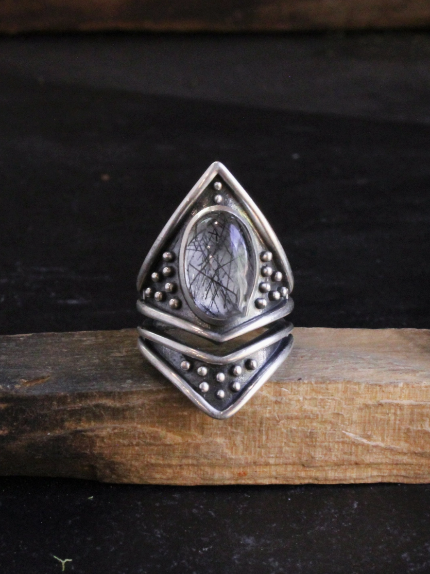 •SAREK• tourmalinated quartz + silver ring