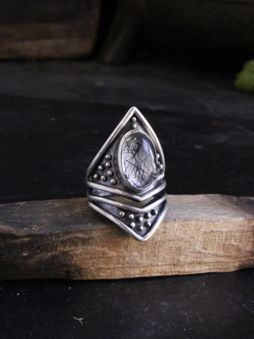 •SAREK• tourmalinated quartz + silver ring