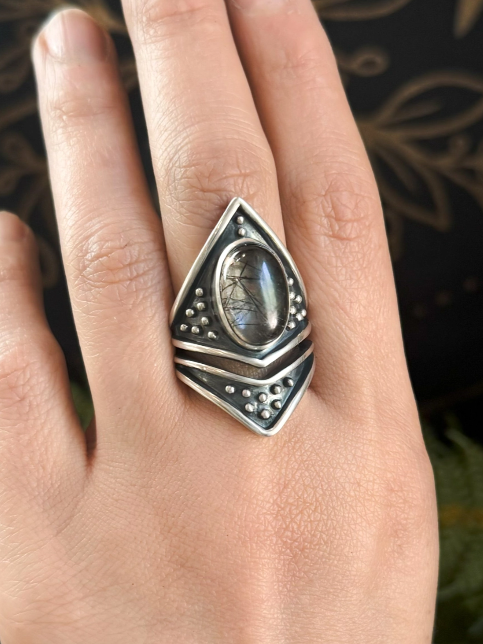 •SAREK• tourmalinated quartz + silver ring