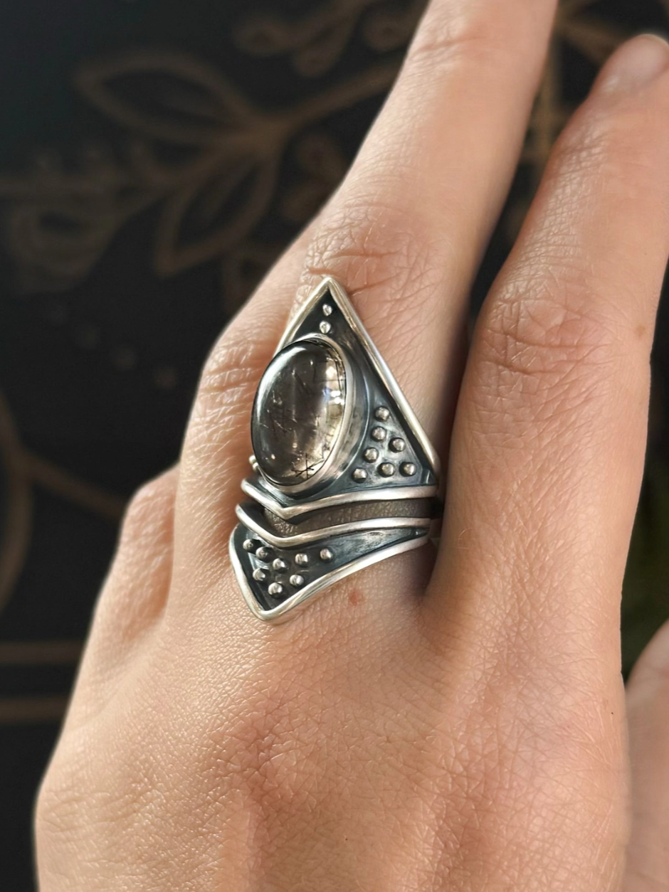 •SAREK• tourmalinated quartz + silver ring