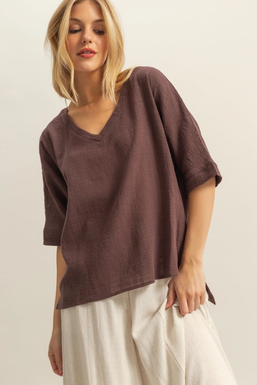 •COLETTE• V-neck breezy cotton top