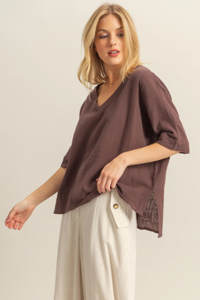 •COLETTE• V-neck breezy cotton top