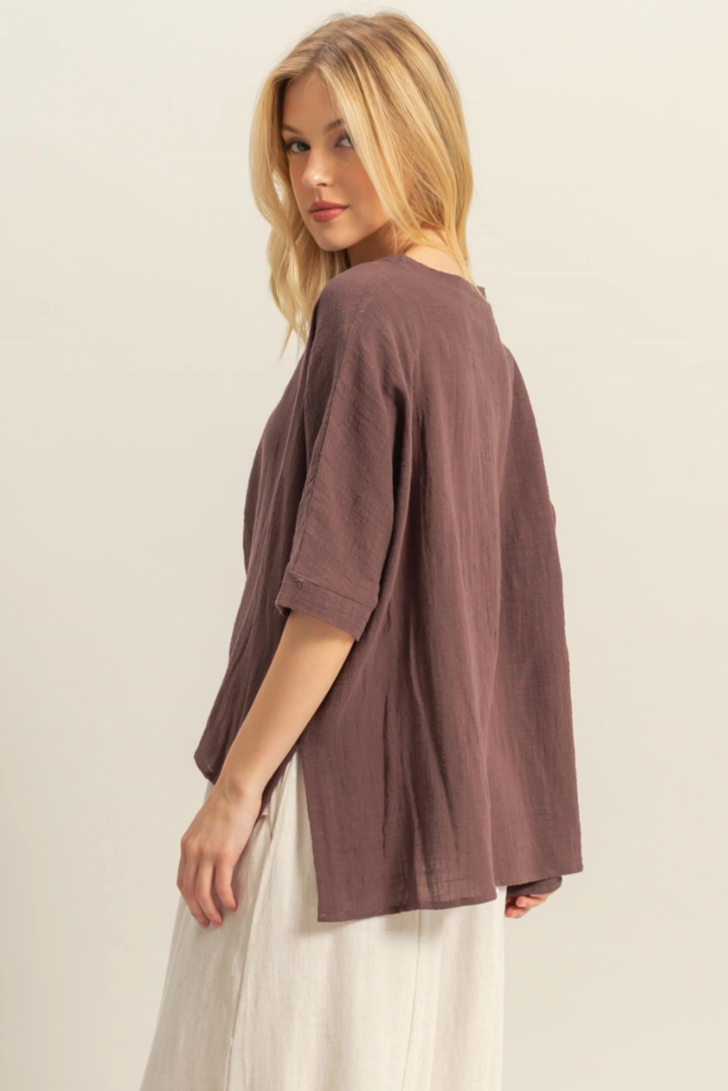 •COLETTE• V-neck breezy cotton top