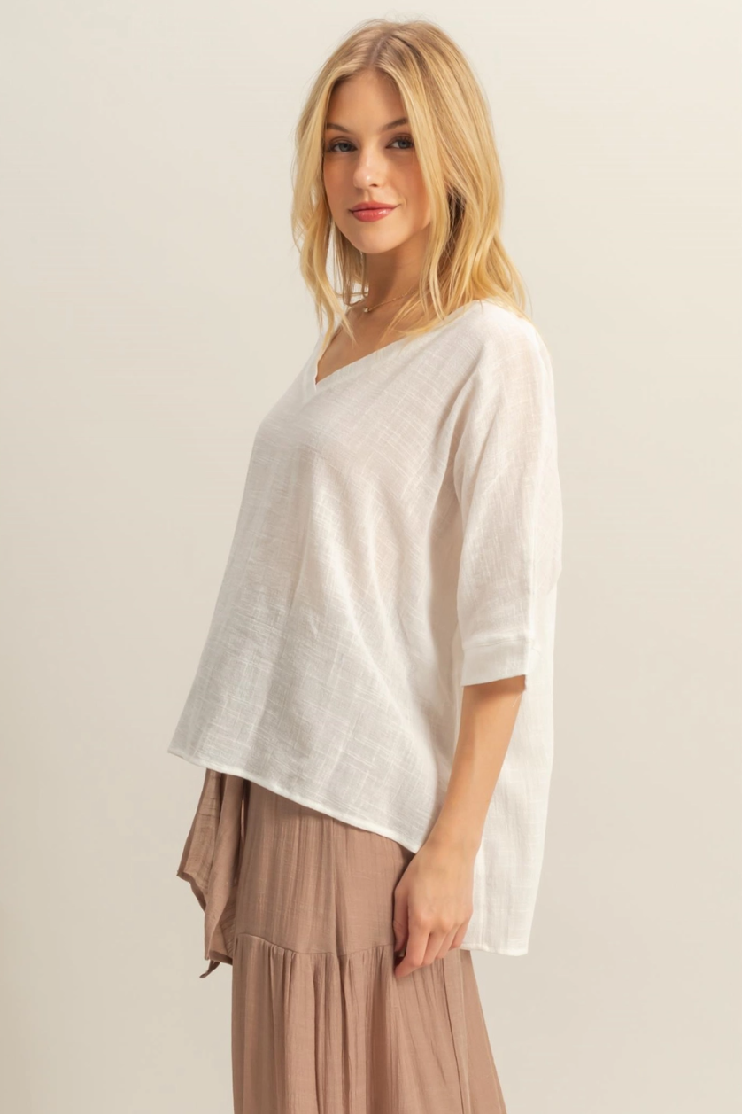 •COLETTE• V-neck breezy cotton top