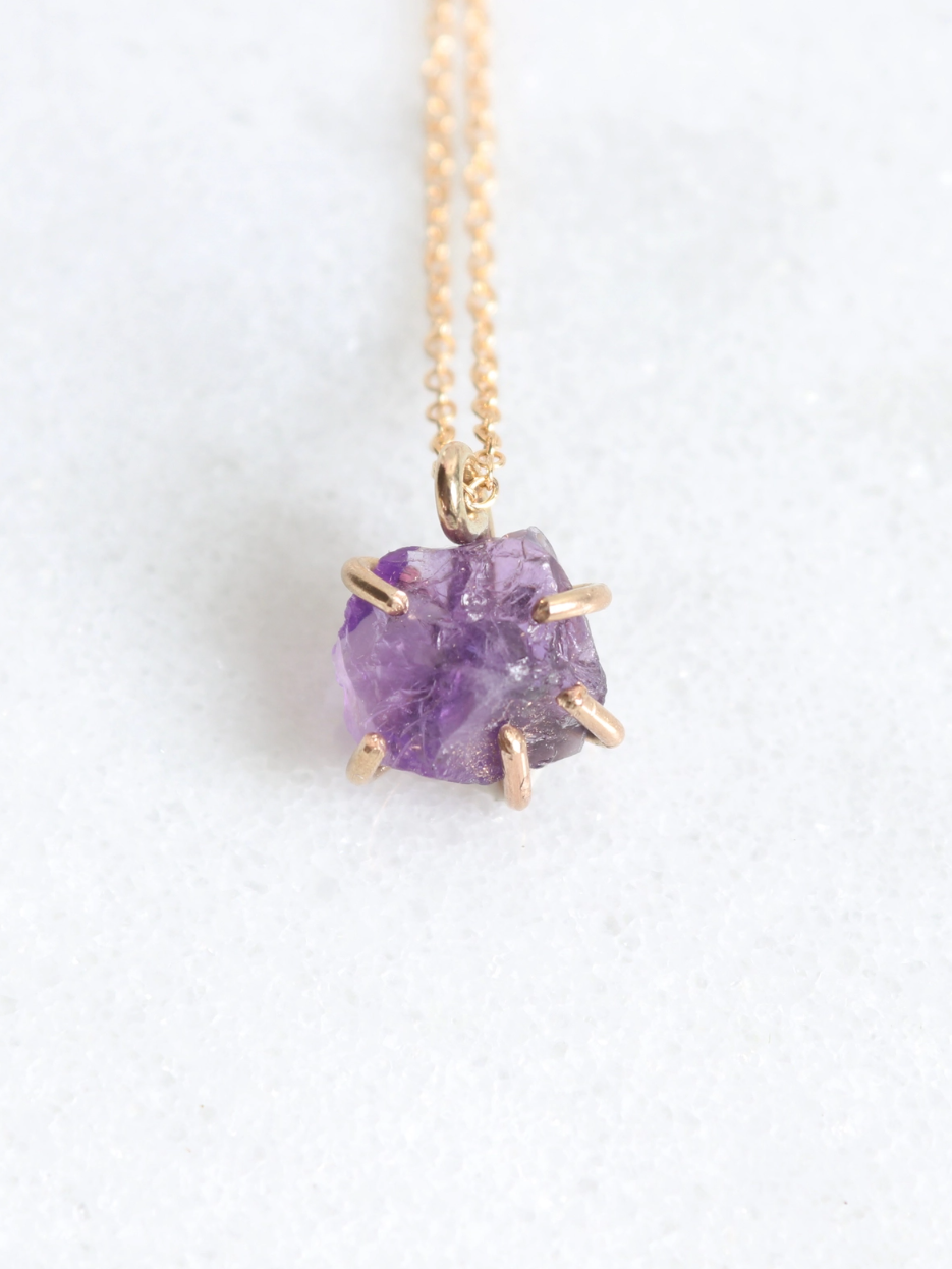 •CRADLE• amethyst + gold necklace (18" long)