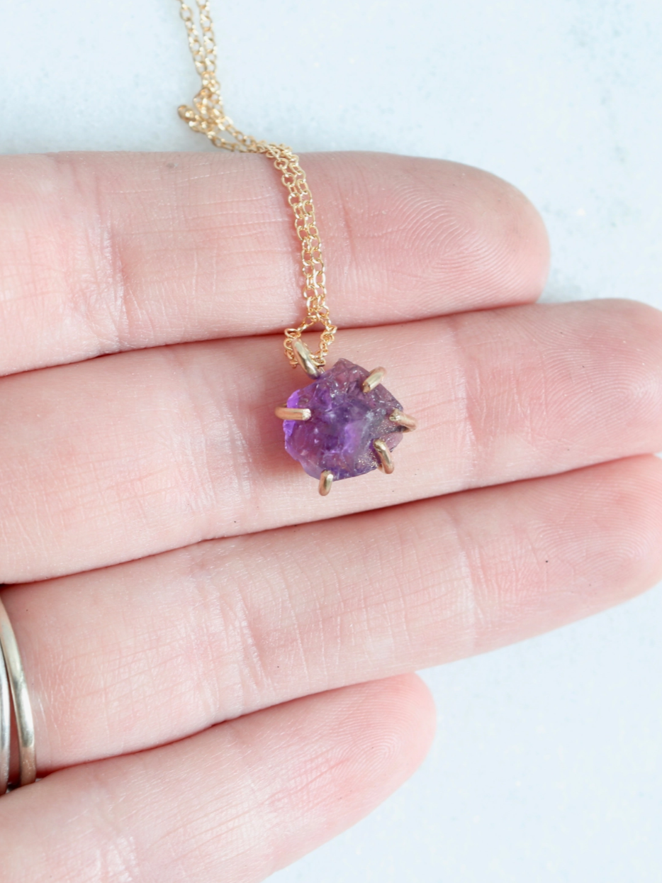 •CRADLE• amethyst + gold necklace (18" long)