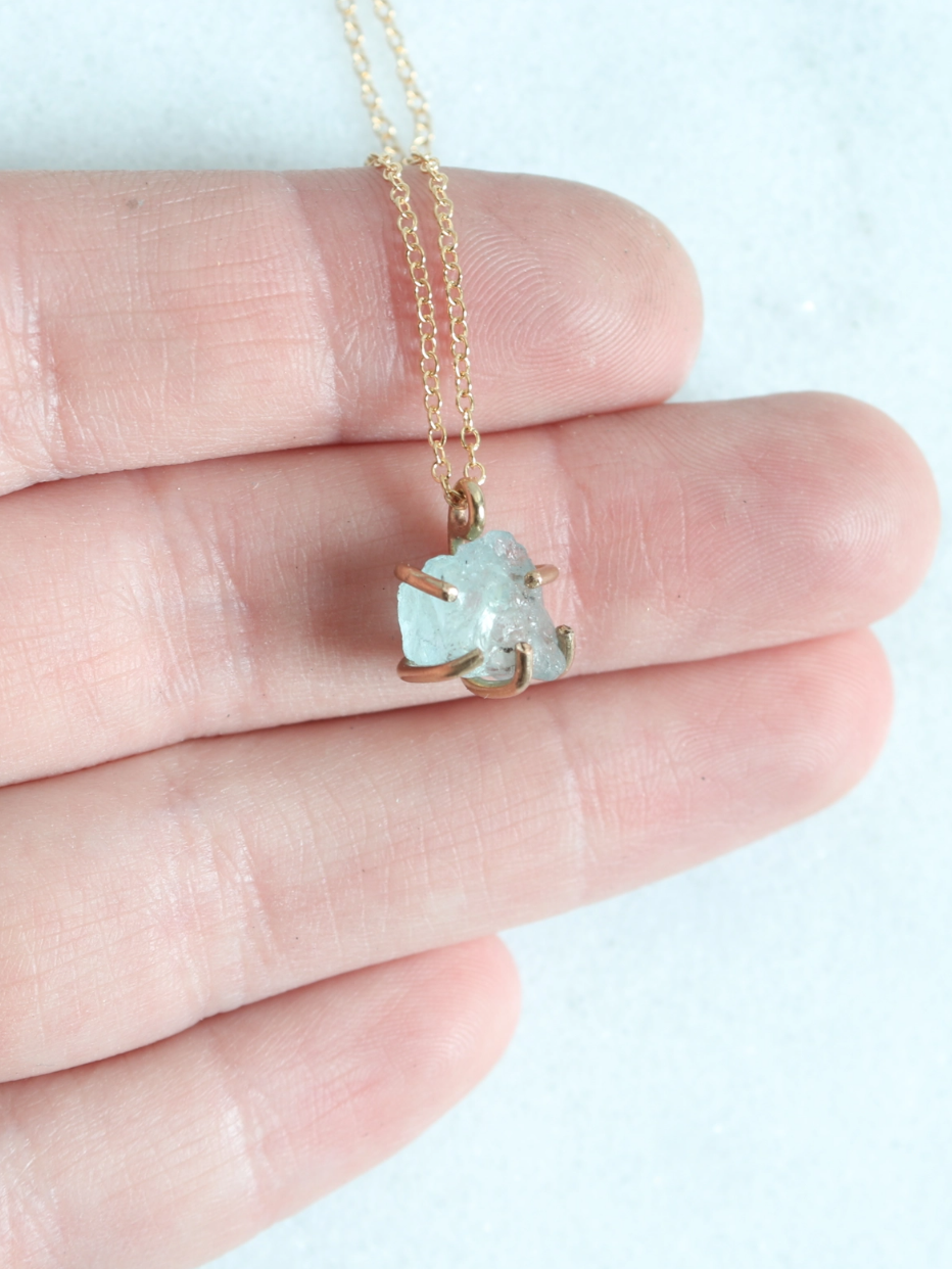 •CRADLE• aquamarine + gold necklace (18" long)