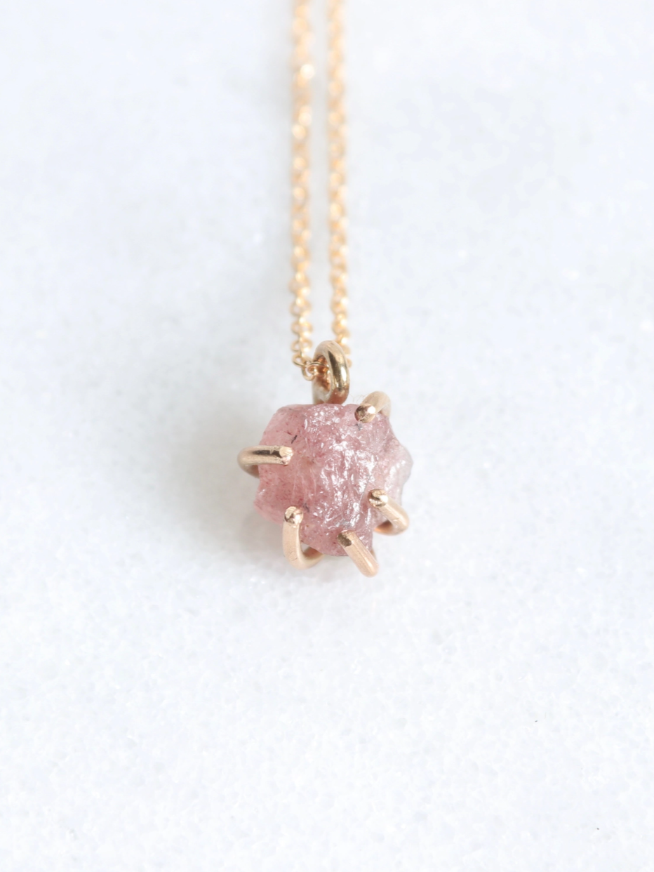 •CRADLE• rose quartz + gold necklace (18" long)
