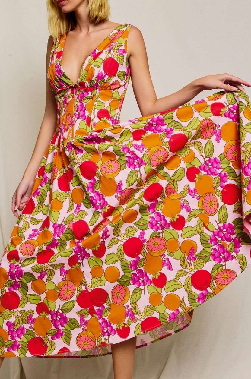 •SUMMER SANGRIA• sleeveless corset midi dress