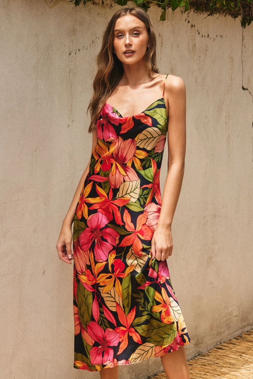 •LUSH LUAU• satin midi slip dress