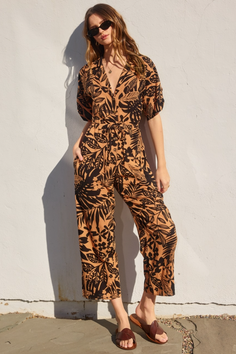 •SAHARA OASIS• linen blend collared jumpsuit