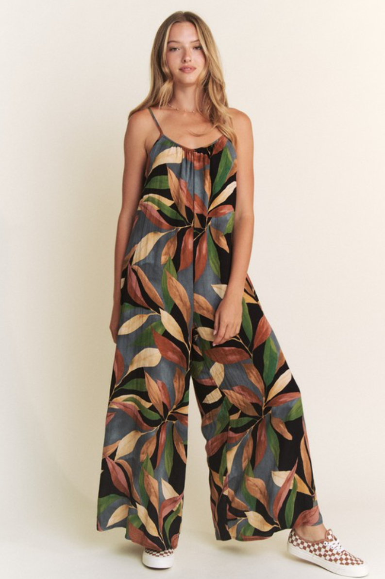 •ILANA• leafy wide leg jumpsuit