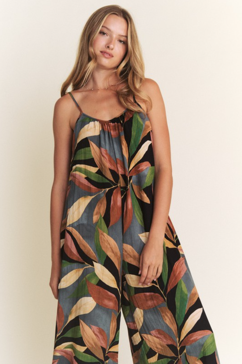 •ILANA• leafy wide leg jumpsuit