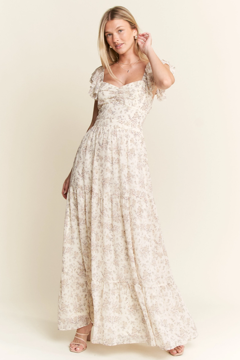 •DAPHNE• ruffle sleeve tiered maxi dress (USA)