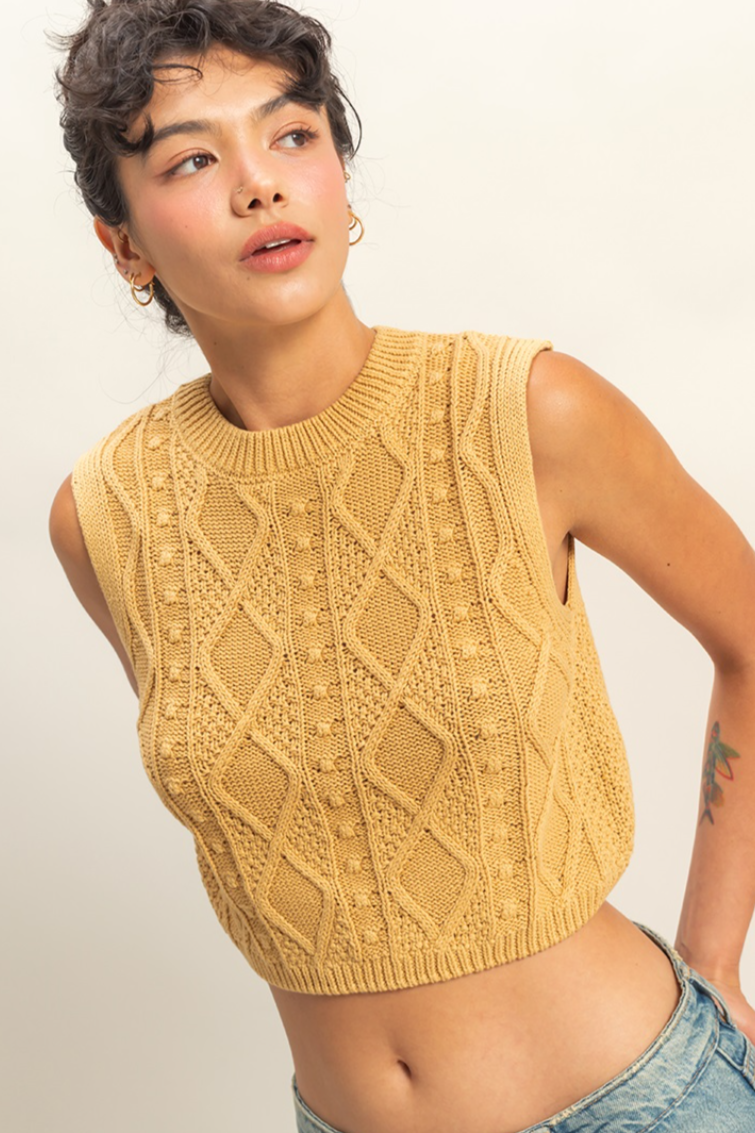 •RYAN• cropped mixed sweater knit top