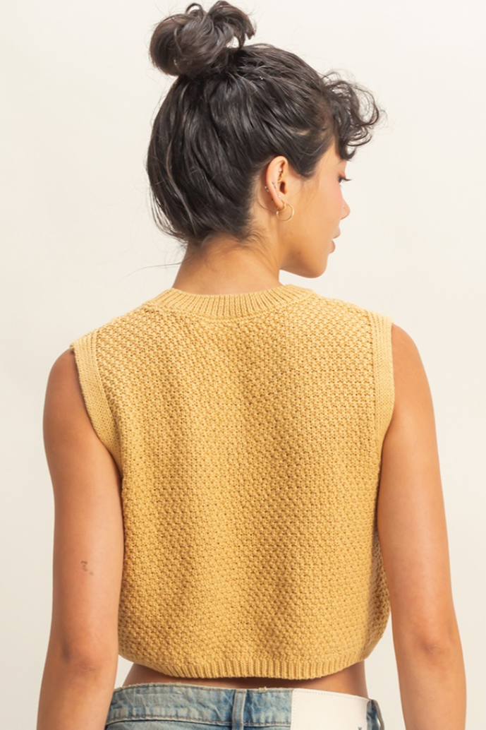 •RYAN• cropped mixed sweater knit top