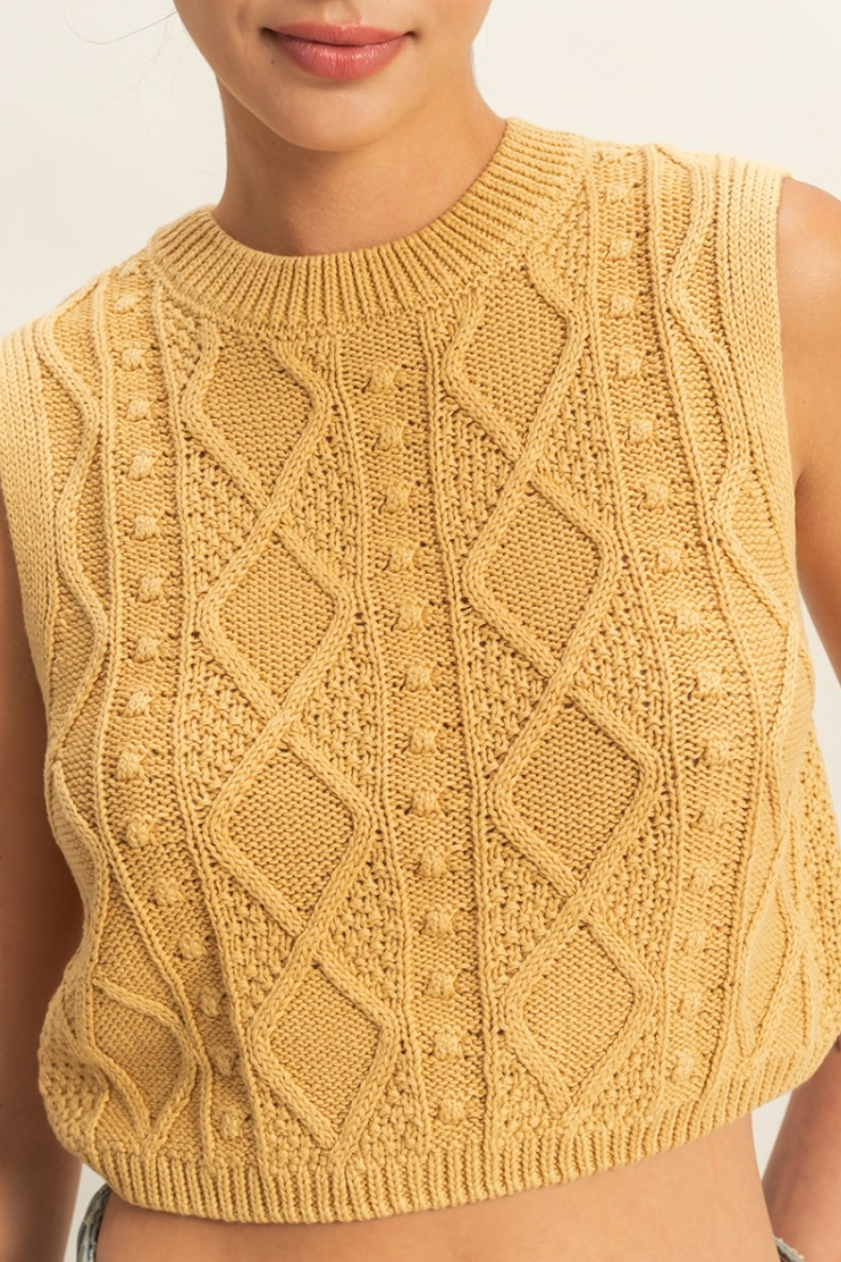 •RYAN• cropped mixed sweater knit top