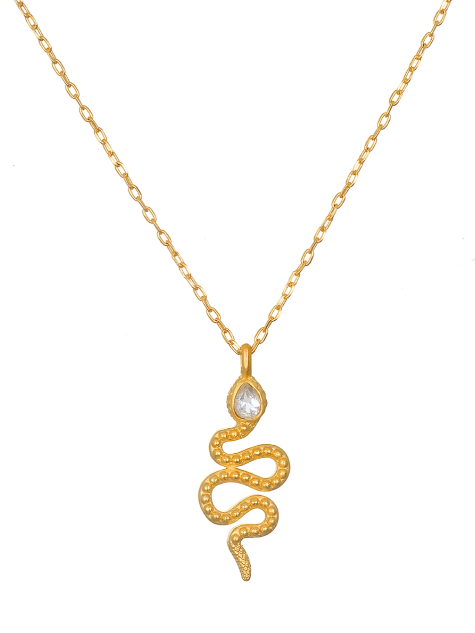 •SLITHER• white topaz + gold necklace (18"-21" long)