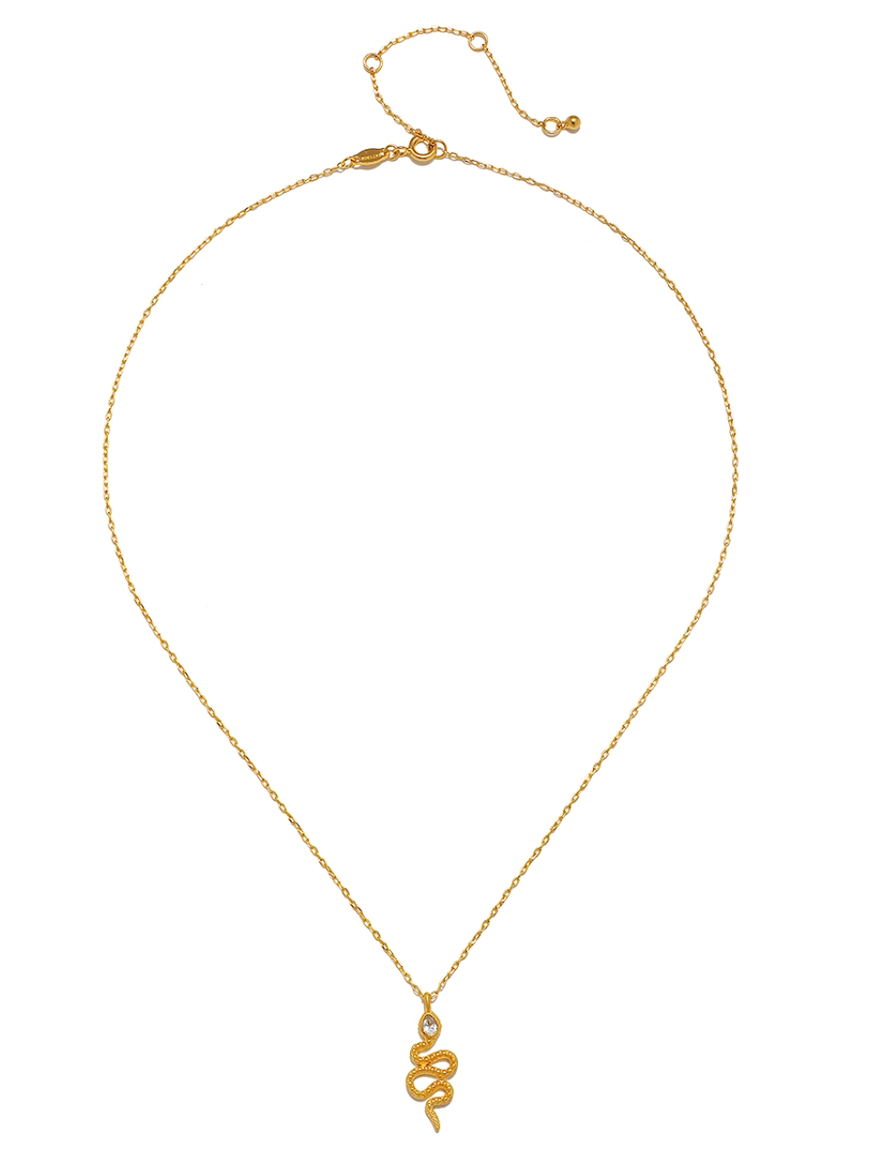 •SLITHER• white topaz + gold necklace (18"-21" long)