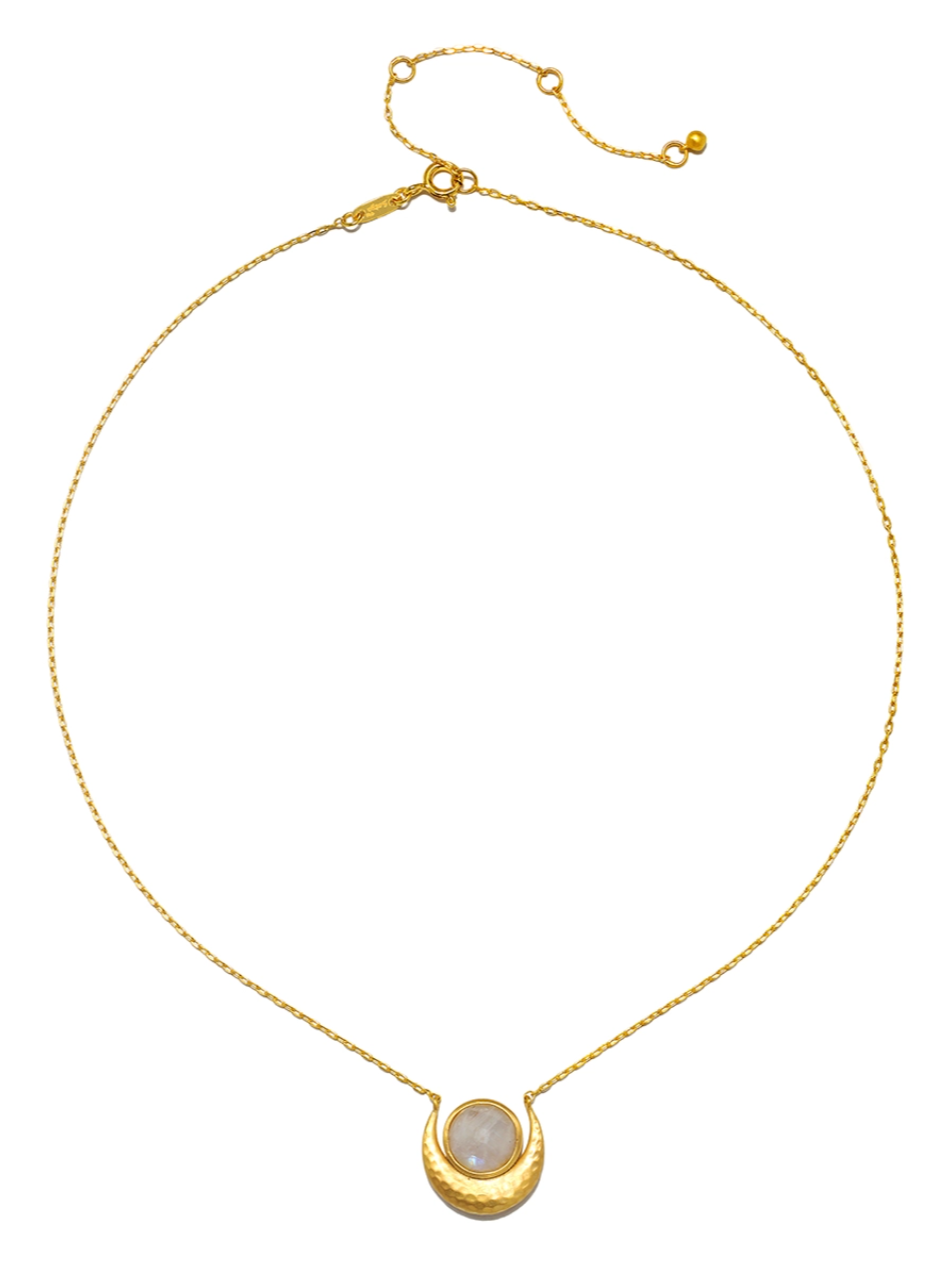 •ISIS• rainbow moonstone + gold necklace (16"-19" long)