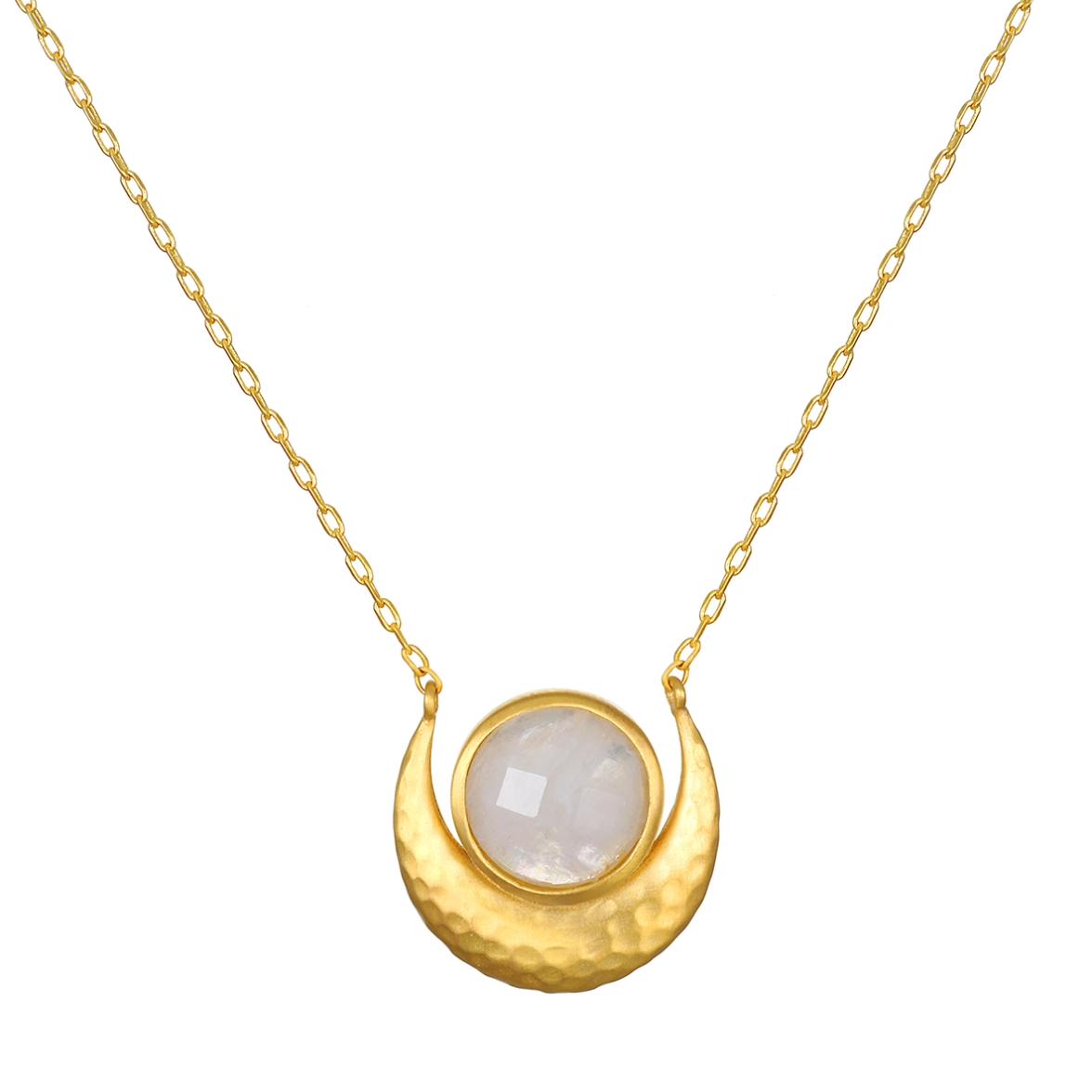 •CRADLED IN LIGHT• rainbow moonstone + gold necklace (16"-19" long)