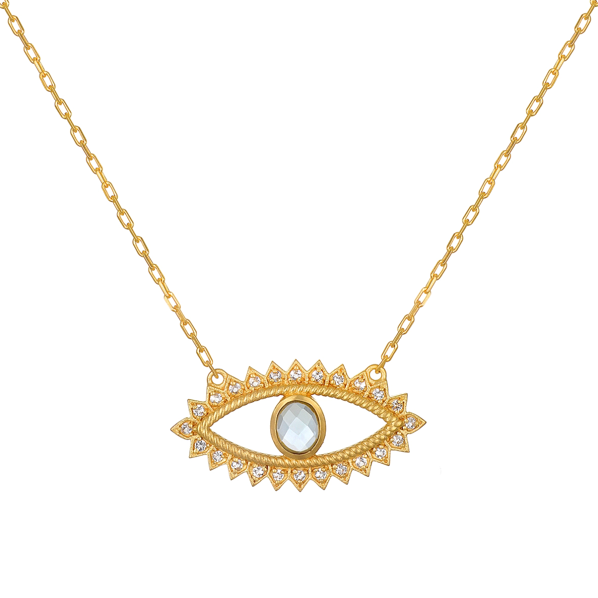 •KEEPER OF POSITIVITY• blue topaz + gold necklace (16"-19" long)