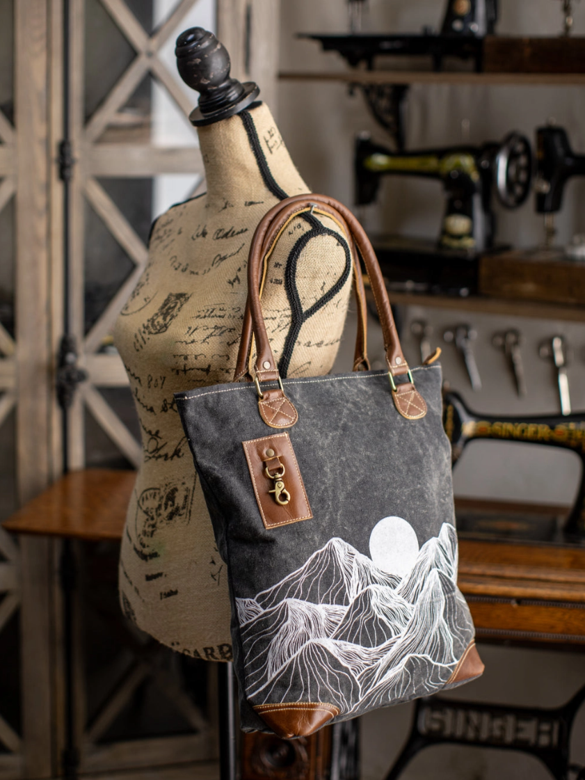 •MOONLIT TOPOGRAPHY• recycled canvas tote