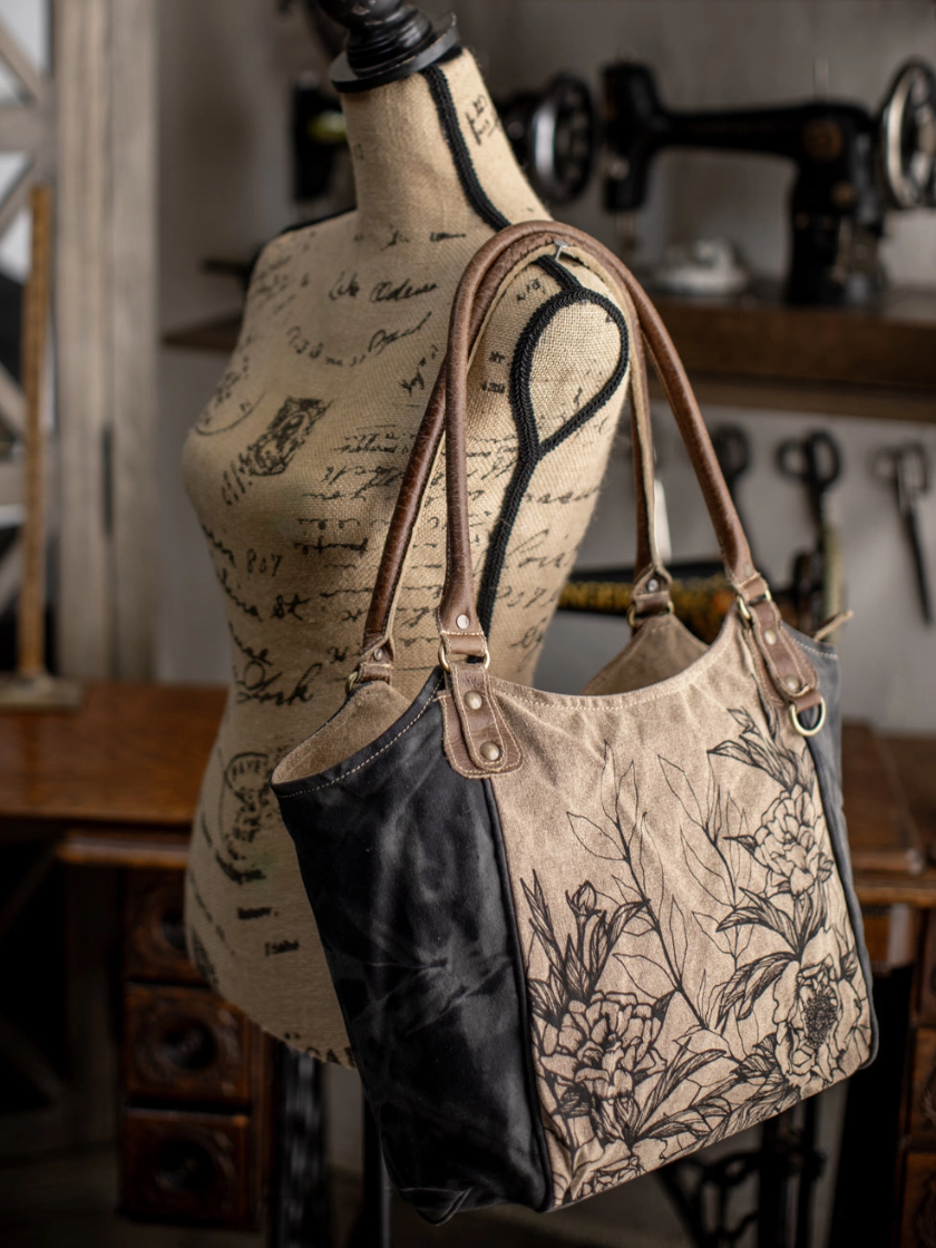 •PEONY BOTANIC• recycled canvas handbag