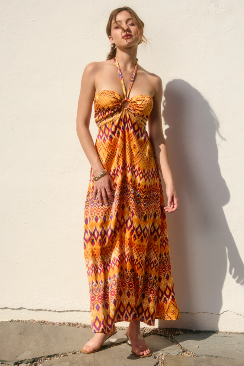•ZAHRA• satin halter maxi dress