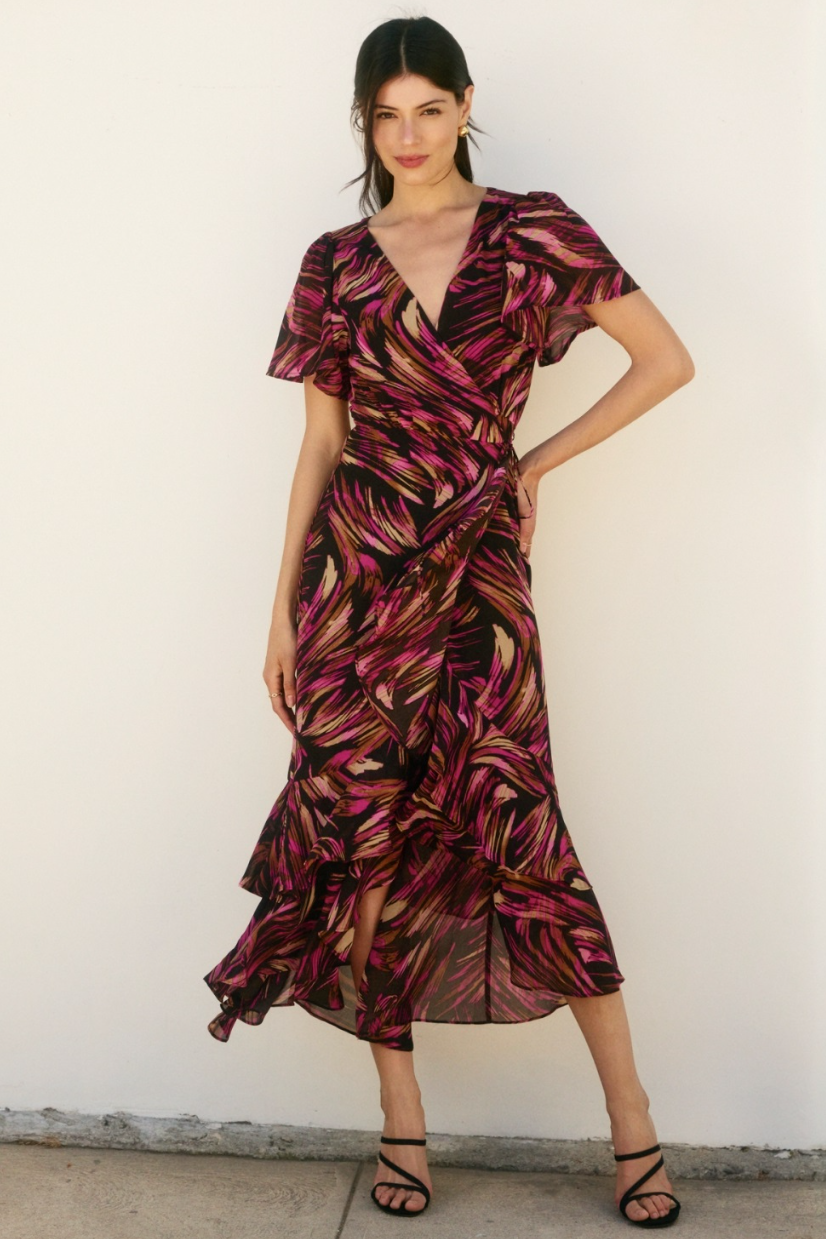 •LORNA• wrap style midi dress