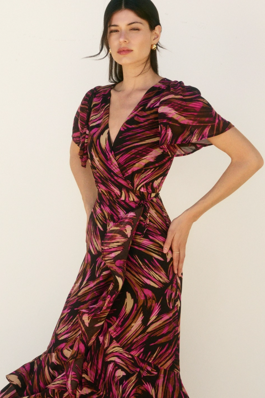 •LORNA• wrap style midi dress